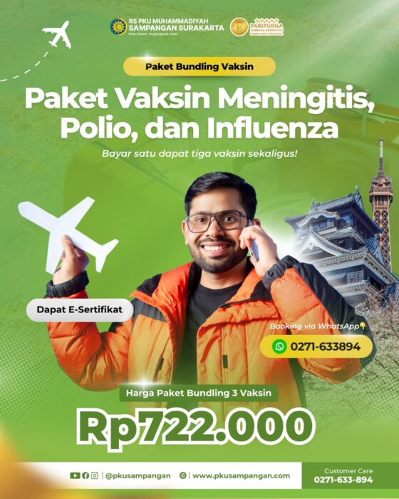 paket vaksin meningitis, polio, dan influenza di solo